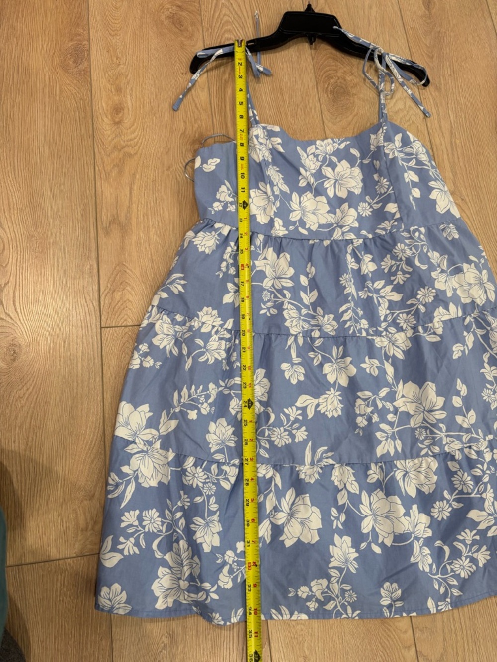 Light Blue Floral Tie-Shoulder Midi Dress size XL - Picture 4 of 7